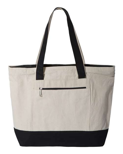 Load image into Gallery viewer, Q-Tees Q1300 19L Zippered Tote - Natural/ Black
