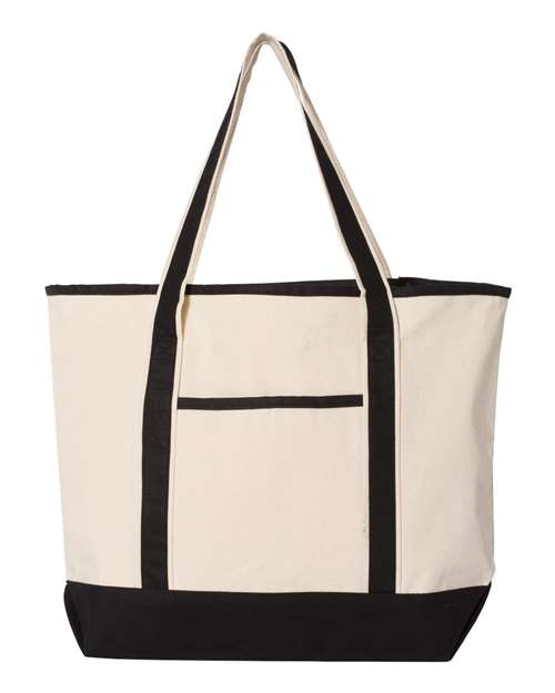 Q-Tees Q1500 34.6L Large Canvas Deluxe Tote - Natural/ Black