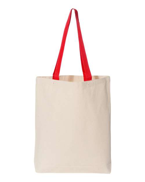 Load image into Gallery viewer, Q-Tees Q4400 11L Canvas Tote with Contrast-Color Handles - Natural/ Red
