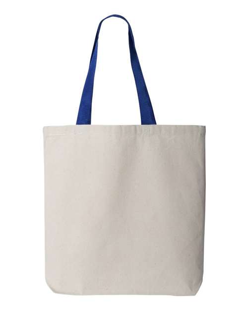 Q-Tees Q4400 11L Canvas Tote with Contrast-Color Handles - Natural/ Royal