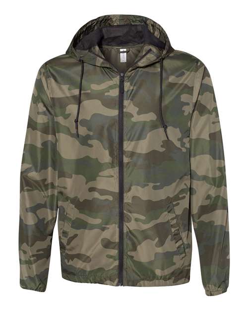 Independent Trading Co. EXP54LWZ Men's Lightweight Windbreaker Full-Zip Jacket - Forest Camo