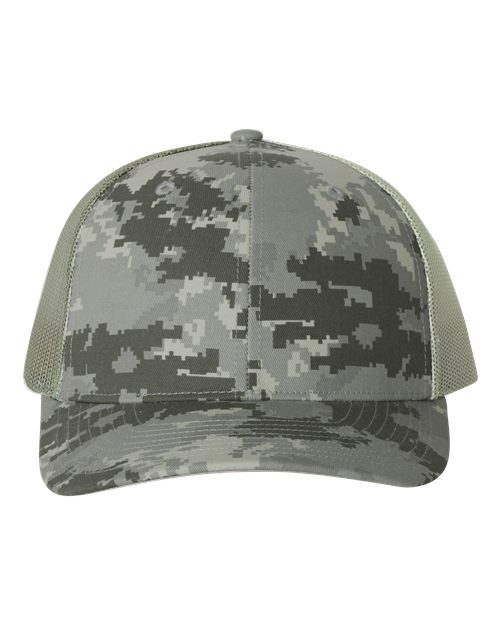 Richardson 112P Printed Trucker Cap - Military Digital Camo/ Light Green