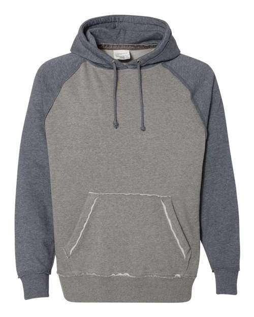 J. America 8885 Men's Vintage Heather Hooded Sweatshirt - Smoke Heather/ Vintage Navy Heather
