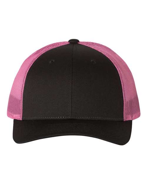 Richardson 115 Low Pro Trucker Cap - Black/ Neon Pink
