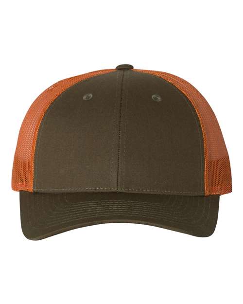 Load image into Gallery viewer, Richardson 115 Low Pro Trucker Cap - Dark Loden/ Jaffa Orange
