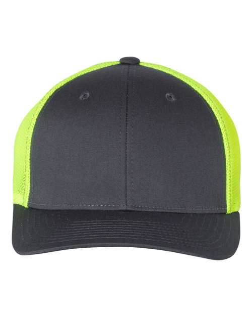Richardson 110 R-Flex Trucker Cap - Charcoal/ Neon Yellow