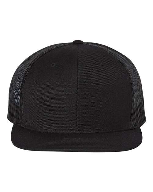 Richardson 511 Wool Blend Flat Bill Trucker Cap - Black/ Black