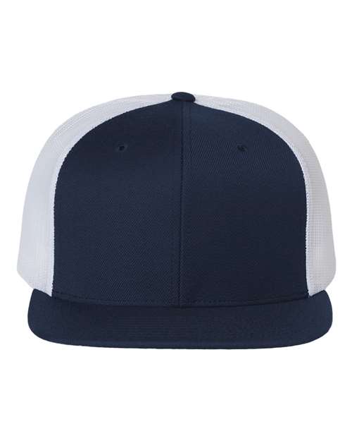 Load image into Gallery viewer, Richardson 511 Wool Blend Flat Bill Trucker Cap - Navy/ White
