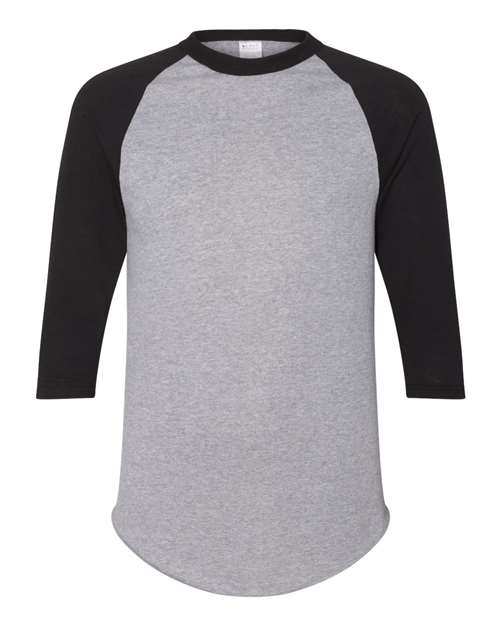 Load image into Gallery viewer, Augusta Sportswear 4420 Unisex Three-Quarter Raglan Sleeve Baseball Jersey T-Shirt - Athletic Heather/ Black
