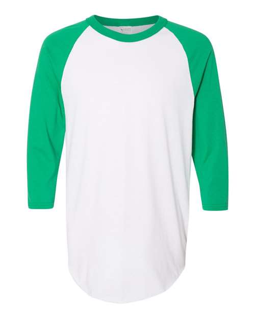 Load image into Gallery viewer, Augusta Sportswear 4420 Unisex Three-Quarter Raglan Sleeve Baseball Jersey T-Shirt - White/ Kelly
