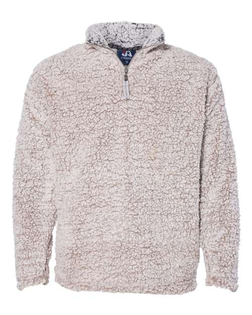 J. America 8454 Men's Sherpa Quarter-Zip Pullover - Oatmeal Heather