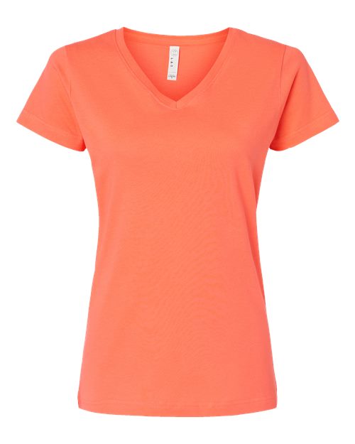 LAT 3507 Women's Fine Jersey V-Neck Tee - Papaya