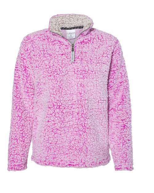J. America 8451 Women’s Epic Sherpa Quarter-Zip Pullover - Magenta Heather