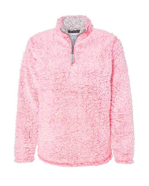 Load image into Gallery viewer, J. America 8451 Women’s Epic Sherpa Quarter-Zip Pullover - Fire Coral Heather
