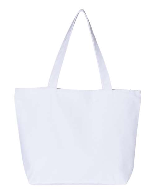Q-Tees Q611 25L Zippered Tote - White