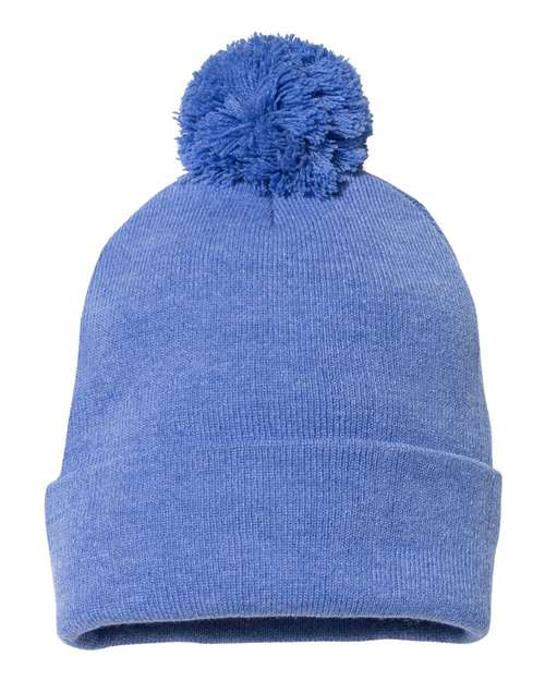 Load image into Gallery viewer, Sportsman SP15 12" Pom-Pom Cuffed Beanie - Heather Royal
