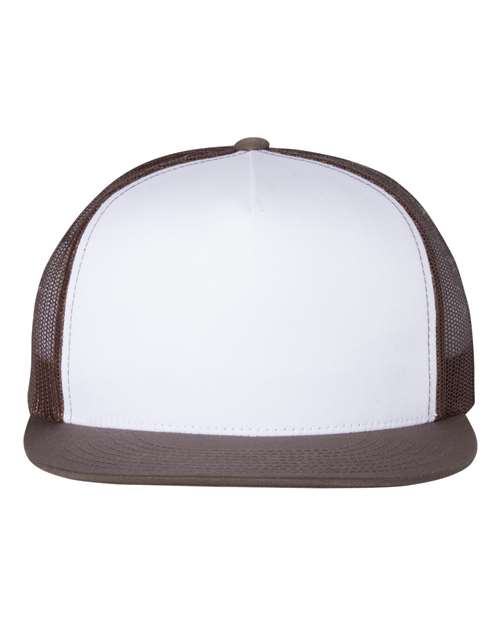 Load image into Gallery viewer, YP Classics 6006 Classic Five-Panel Trucker Cap - Brown/ White/ Brown
