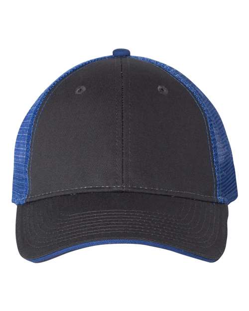 Load image into Gallery viewer, Valucap S102 Sandwich Trucker Cap - Charcoal/ Royal

