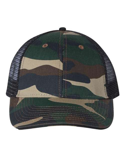 Load image into Gallery viewer, Valucap S102 Sandwich Trucker Cap - Green Camo/ Black
