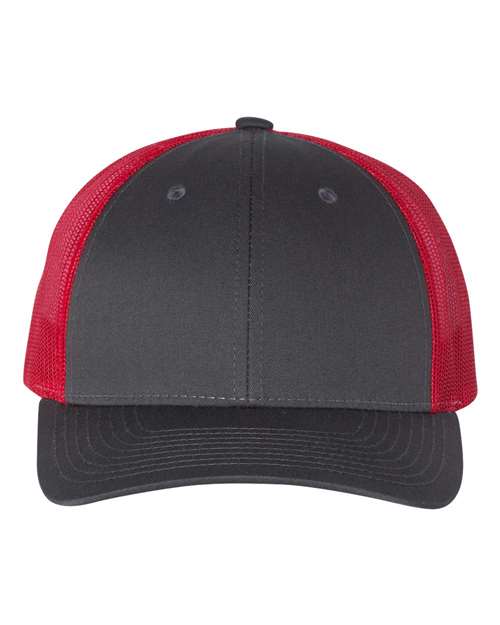 Richardson 115 Low Pro Trucker Cap - Charcoal/ Red