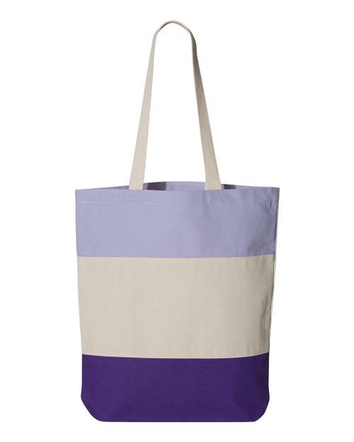 Load image into Gallery viewer, Q-Tees Q125900 11L Tri-Color Tote - Purple/ Natural/ Lavender
