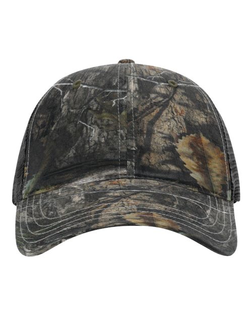 Richardson 111P Garment Washed Printed Trucker Cap - Mossy Oak Country DNA/ Black