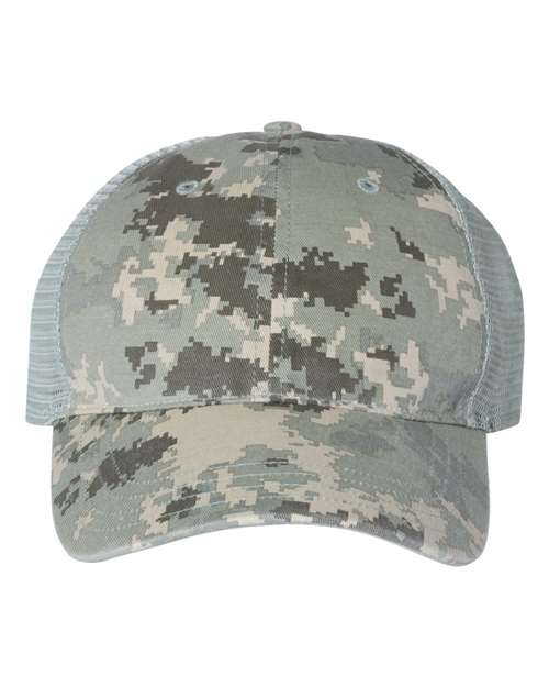Load image into Gallery viewer, Richardson 111P Garment Washed Printed Trucker Cap - Military Digital Camo/ Light Green
