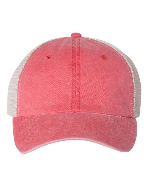 Valucap SP510 Pigment-Dyed Trucker Cap - Red/ Stone