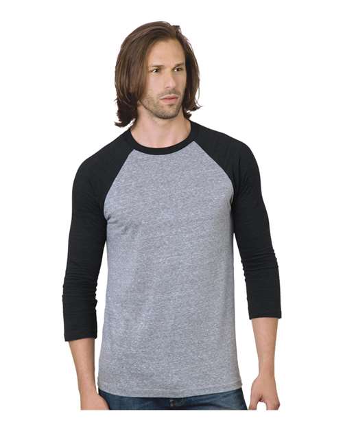 Load image into Gallery viewer, Unisex Triblend Three-Quarter Sleeve Raglan T-Shirt - Athletic Grey/ Black
