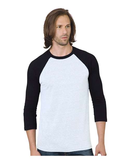 Load image into Gallery viewer, Unisex Triblend Three-Quarter Sleeve Raglan T-Shirt - White/ Black
