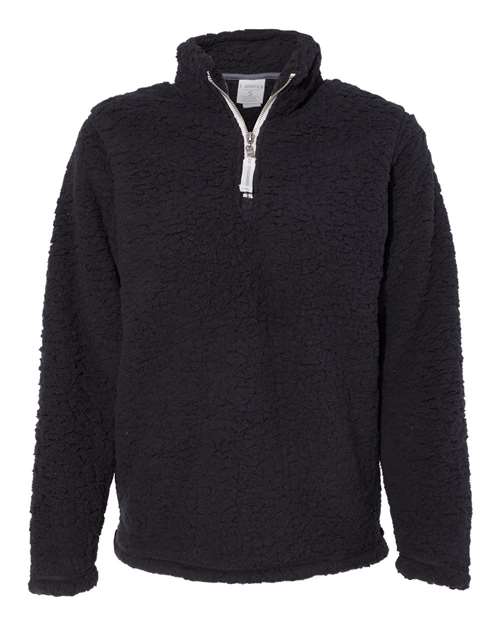 J. America 8451 Women’s Epic Sherpa Quarter-Zip Pullover - Black