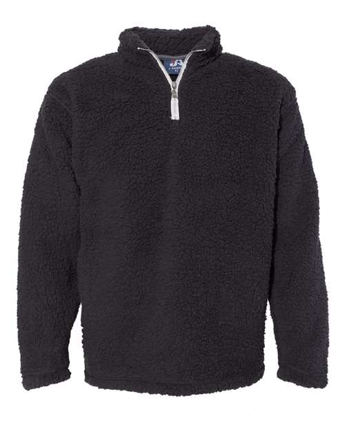 J. America 8454 Men's Sherpa Quarter-Zip Pullover - Black
