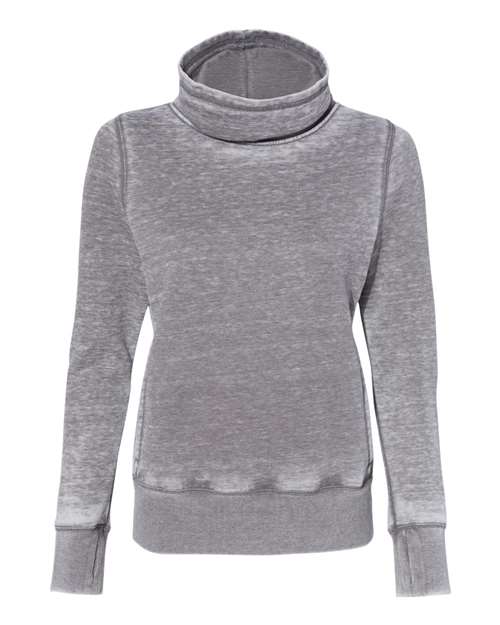 J. America 8930 Women’s Zen Fleece Cowl Neck Sweatshirt - Cement