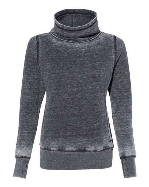 J. America 8930 Women’s Zen Fleece Cowl Neck Sweatshirt - Dark Smoke