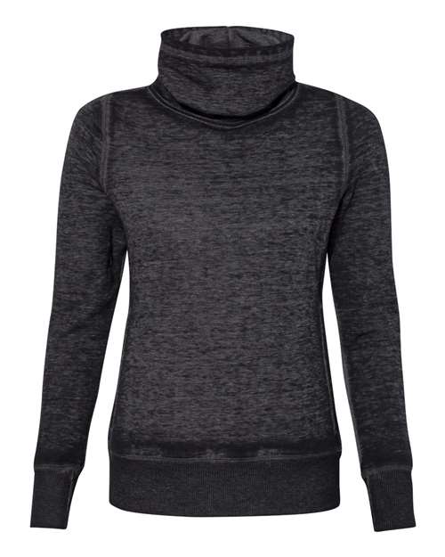 J. America 8930 Women’s Zen Fleece Cowl Neck Sweatshirt - Twisted Black