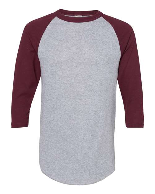 Load image into Gallery viewer, Augusta Sportswear 4420 Unisex Three-Quarter Raglan Sleeve Baseball Jersey T-Shirt - Athletic Heather/ Maroon
