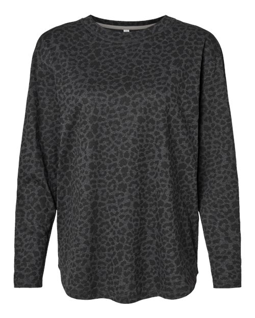 LAT 3508 Women's Fine Jersey Long Sleeve Tee - Black Leopard