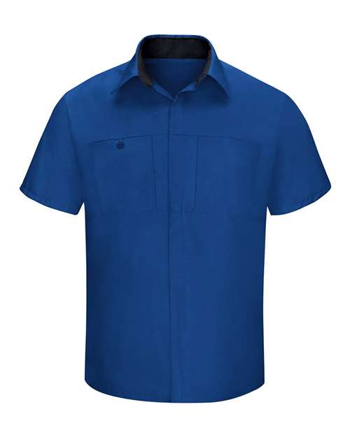 Load image into Gallery viewer, Red Kap SY42 Men's Performance Plus Short Sleeve Shirt With Oilblok Technology - Royal Blue/ Black
