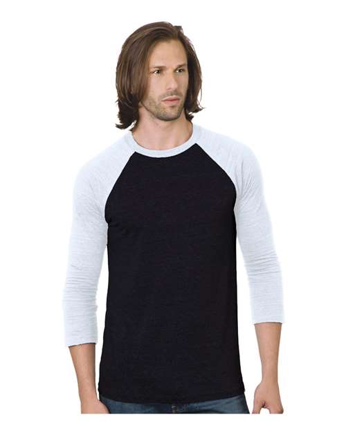 Load image into Gallery viewer, Unisex Triblend Three-Quarter Sleeve Raglan T-Shirt - Black/ White
