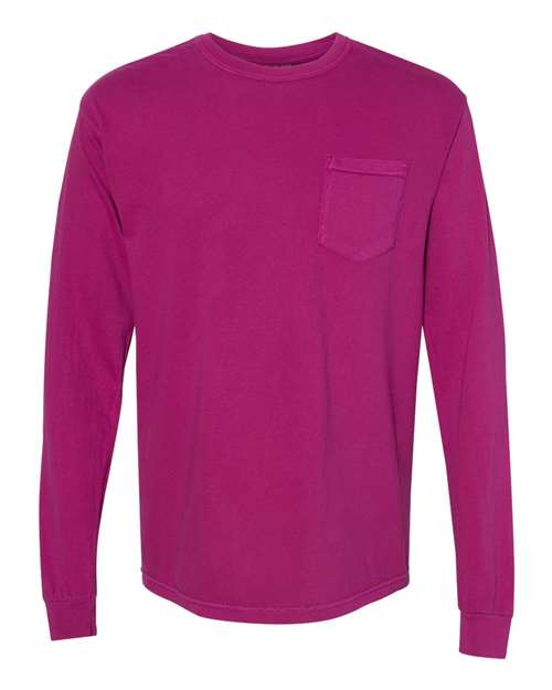 Unisex Garment-Dyed Heavyweight Long Sleeve Pocket T-Shirt - Boysenberry