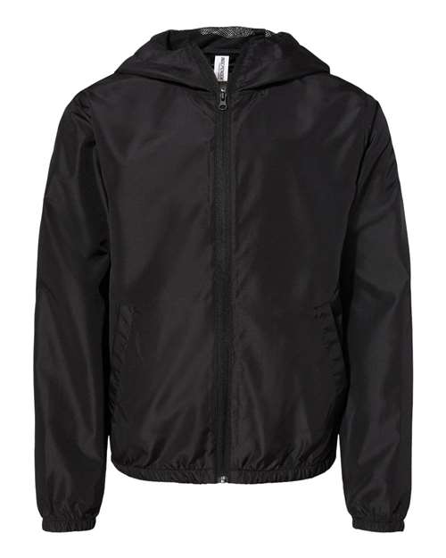 Independent Trading Co. EXP24YWZ Youth Lightweight Windbreaker Full-Zip Jacket - Black