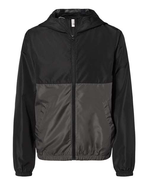 Load image into Gallery viewer, Independent Trading Co. EXP24YWZ Youth Lightweight Windbreaker Full-Zip Jacket - Black/ Graphite
