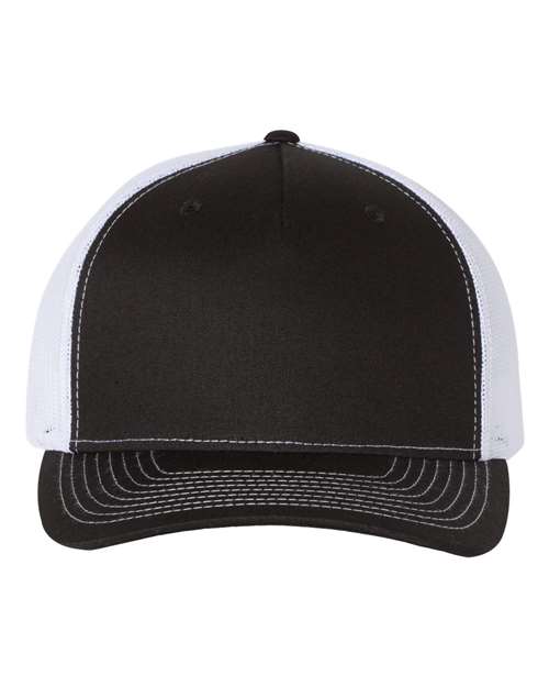 Load image into Gallery viewer, Richardson 112FP Five-Panel Trucker Cap - Black/ White

