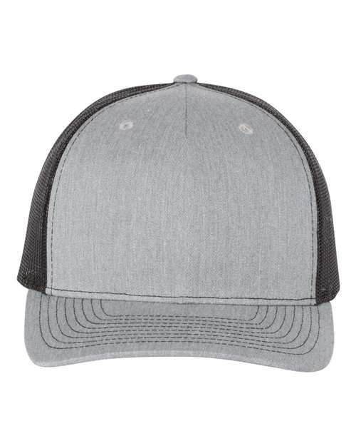 Load image into Gallery viewer, Richardson 112FP Five-Panel Trucker Cap - Heather Grey/ Black
