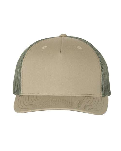 Load image into Gallery viewer, Richardson 112FP Five-Panel Trucker Cap - Pale Khaki/ Loden Green
