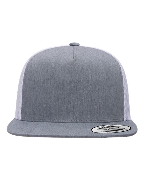 YP Classics 6006 Classic Five-Panel Trucker Cap - Heather/ White