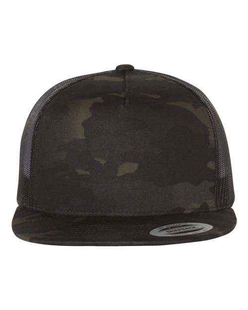 YP Classics 6006 Classic Five-Panel Trucker Cap - Multicam Black/ Black