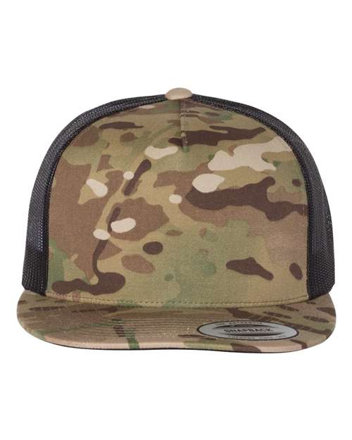 YP Classics 6006 Classic Five-Panel Trucker Cap - Multicam Green/ Black