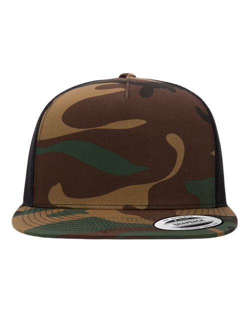 YP Classics 6006 Classic Five-Panel Trucker Cap - Green Camo/ Black