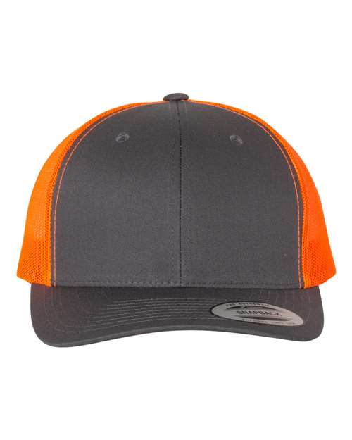 Load image into Gallery viewer, YP Classics 6606 Retro Trucker Cap - Charcoal/ Neon Orange
